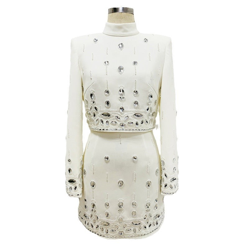 Embellished Two-Piece Set with Short Skirt