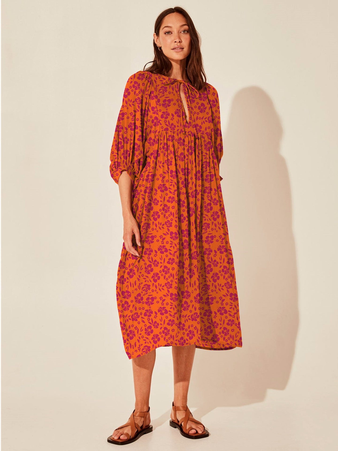 Vintage Floral Maxi Dress Relaxed Casual Style