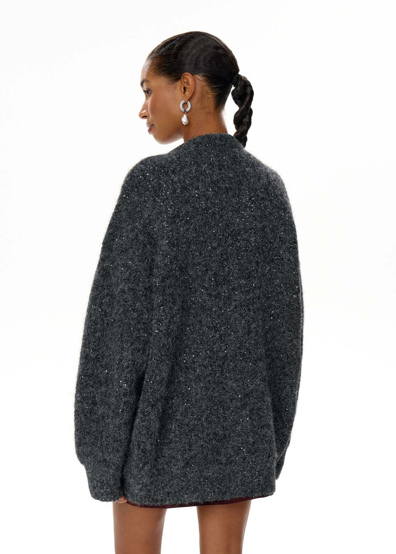 Knit Cardigan With Embellished Statement Buttons