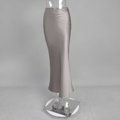 Mermaid Tail Satin Maxi Skirt Elegant Street Style