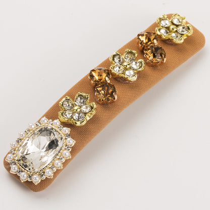 Elegant Rhinestone Hair Clip Floral Design Alloy Side Clip