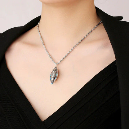 S925 Silver-Plated Rotating Six-Character Mantra Sutra Pendant, Men'S And Women'S Tibetan Style Retro And Old Necklace