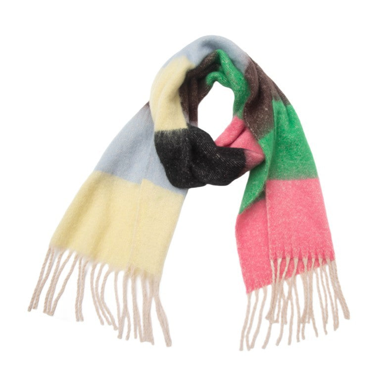 Winter Striped Warm Tassel Thick Scarf