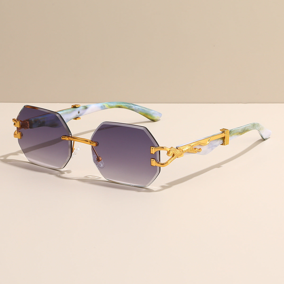 Trendy Square Frame Sunglasses With Leopard Print Edge
