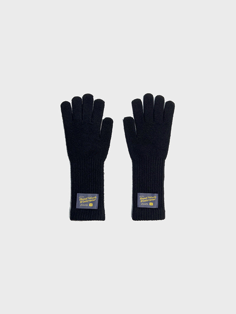 Simple Solid Color Warm Knit Wool Gloves