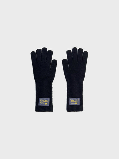 Simple Solid Color Warm Knit Wool Gloves