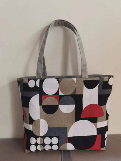 Large Capacity Canvas Tote Bag with Floral Print