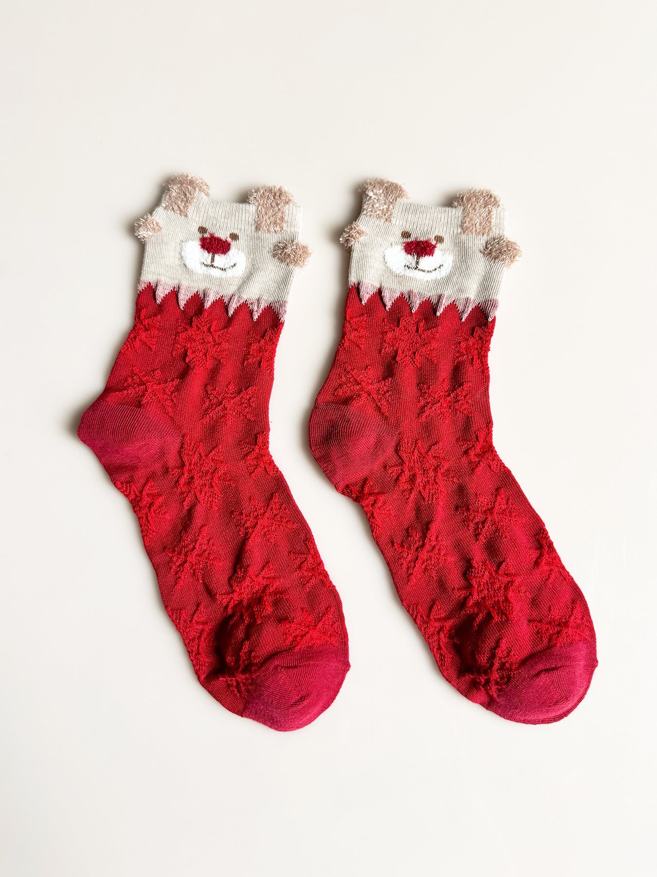 Funny Cartoon Reindeer Christmas Crew Socks Set