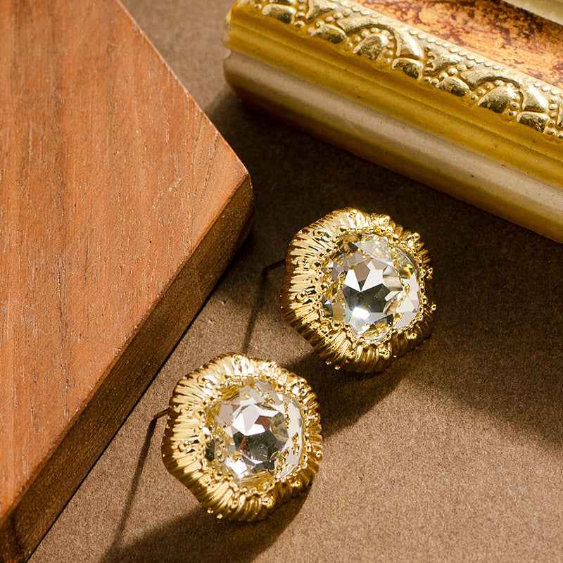 Geometric Zirconia Stud Earrings Stylish Silver Needle Earrings