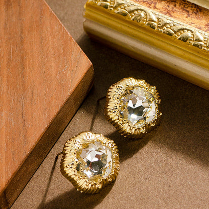 Geometric Zirconia Stud Earrings Stylish Silver Needle Earrings