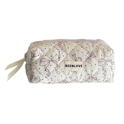 Trendy Print Quilted Large Capacity Makeup Bag