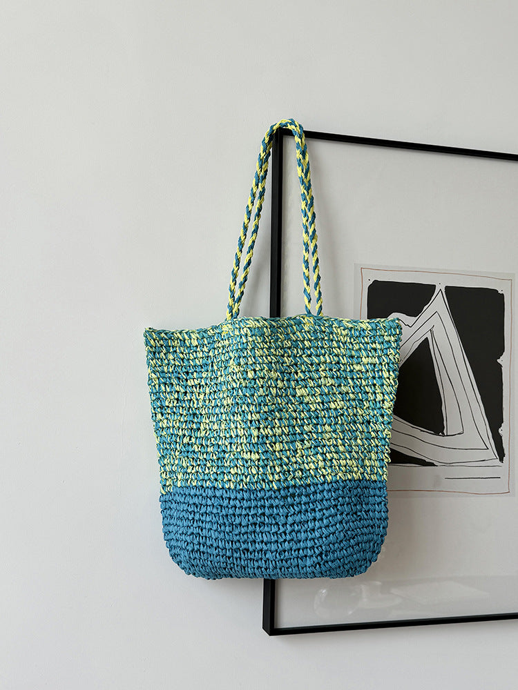 Casual Beach-Style Shoulder Bag Handmade Woven Tote