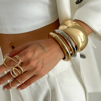 Exaggerated Irregular Metal Cuff Bracelet Set