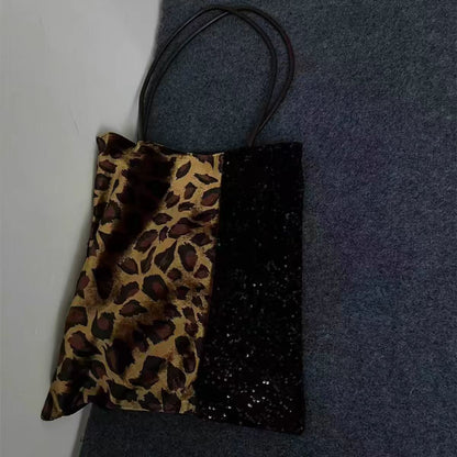 Retro Leopard Print Sequins Shoulder Bag