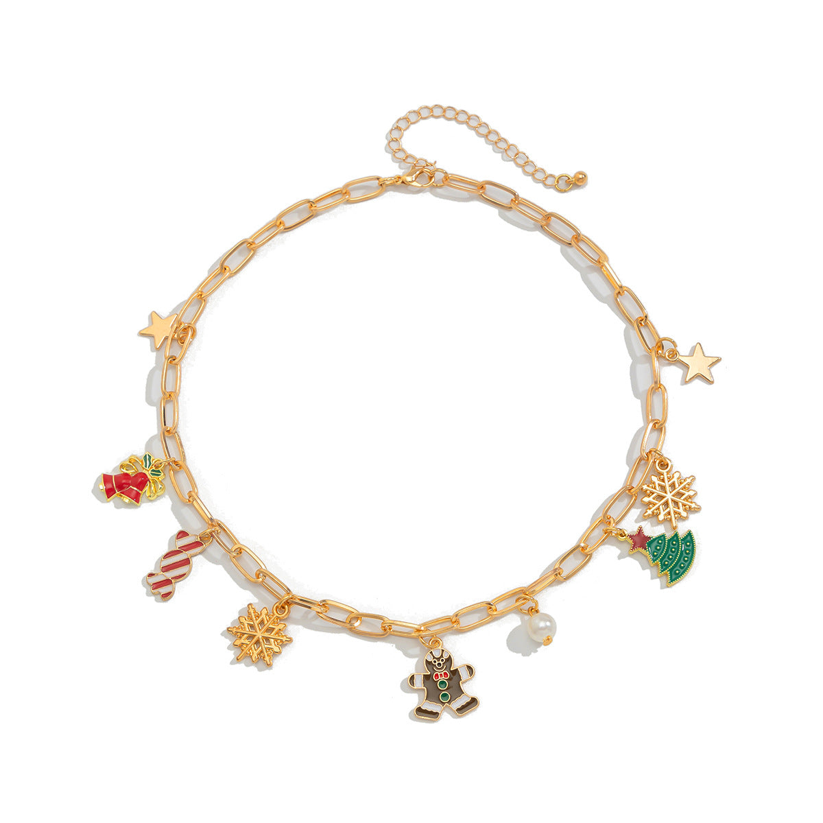 Christmas Tree Bell Necklace Chic Metal Choker Set