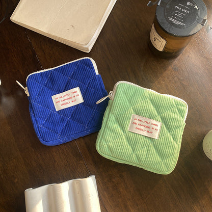 Mini Cute Makeup Bag - Trendy Corduroy Coin Purse