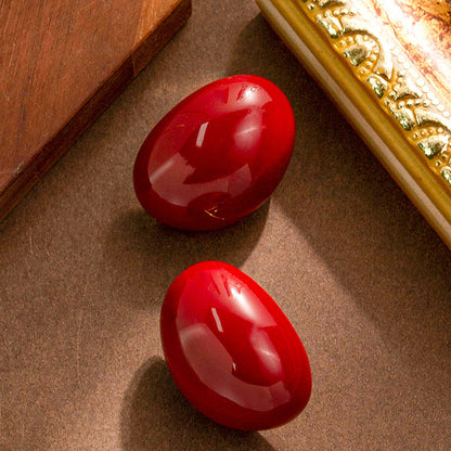 French Vintage Geometric Oval Alloy Earrings For Women