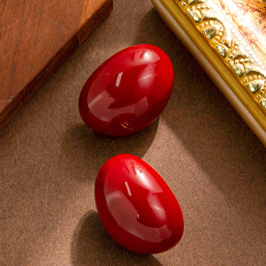 French Vintage Geometric Oval Alloy Earrings For Women