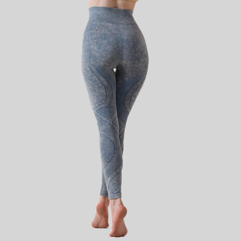 Seamless Washing Pattern Sports Tights Women'S High Waist Hip Bodybuilding Yoga Pants Fitness