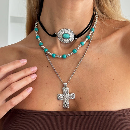 Bohemian Turquoise Style Bull Head Pendant Necklace Trendy Choker