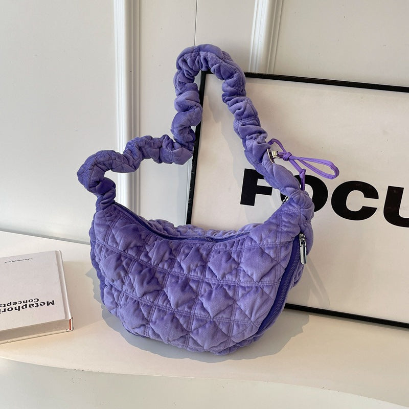Trendy Velvet Cloud Tote Bag Soft Casual Shoulder Bag