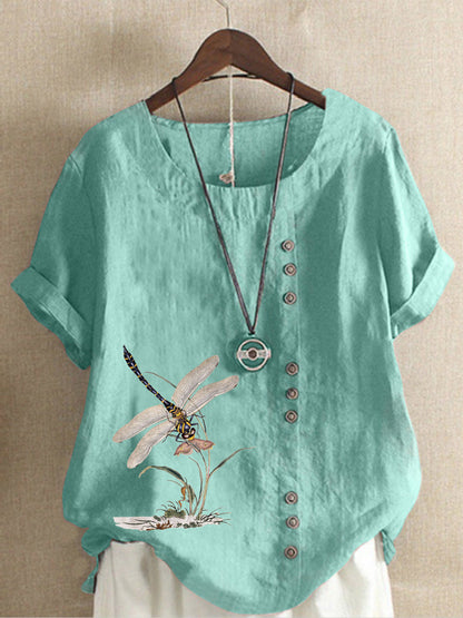 Vintage Cotton And Linen Loose Casual Short Sleeves