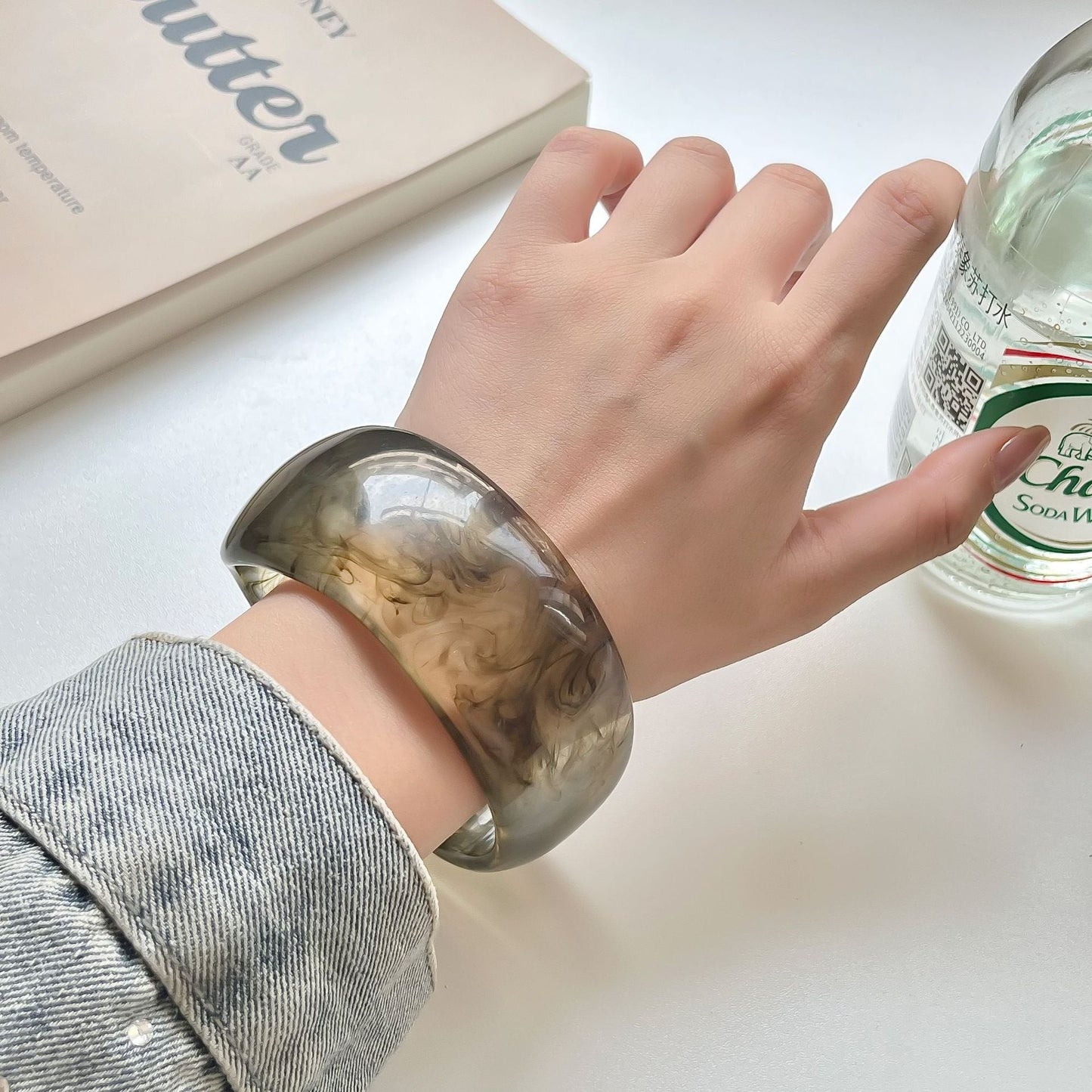Minimalist Irregular Resin Wide Cuff Bracelet