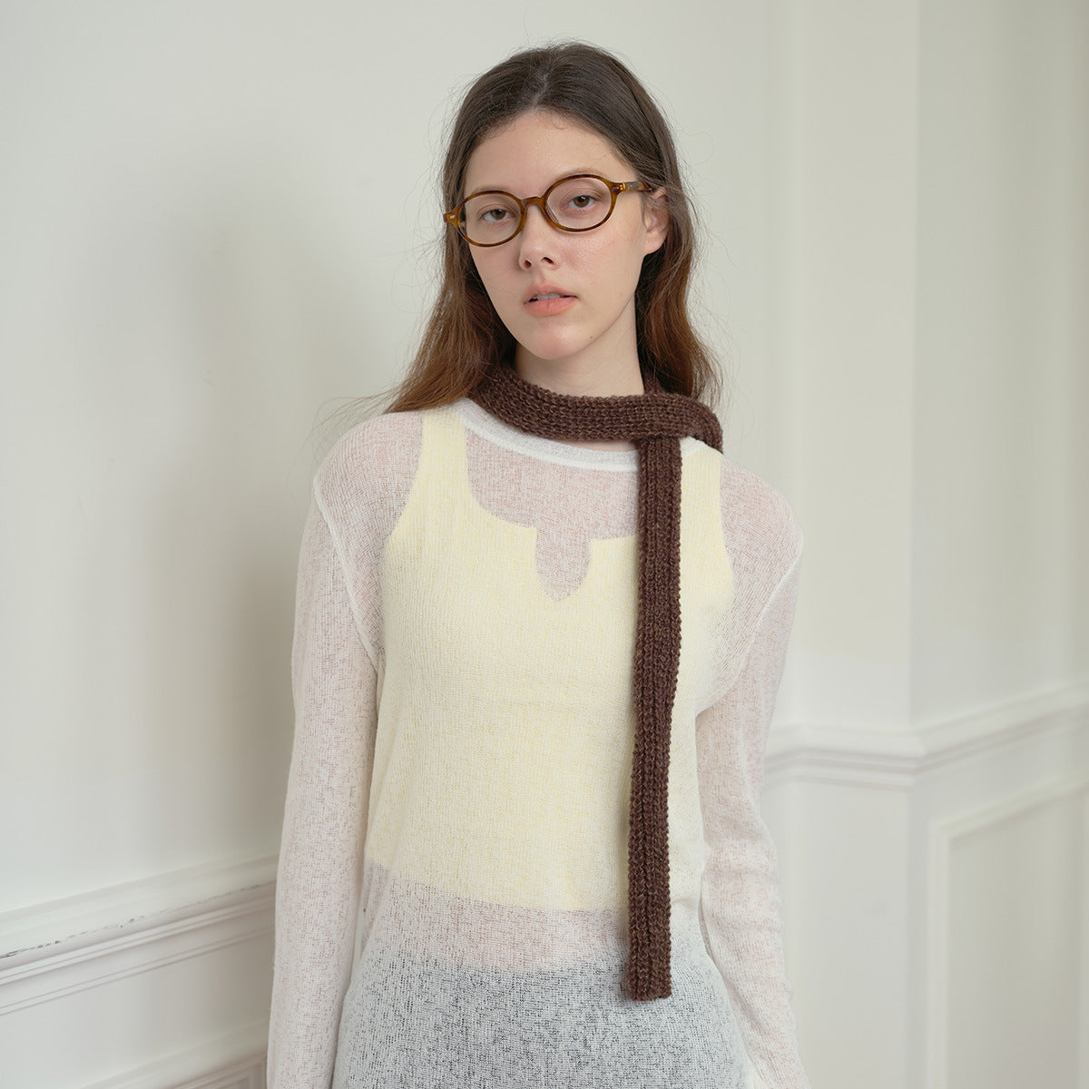 Solid Color Wool Blend Knit Scarf Unisex Fashion Style