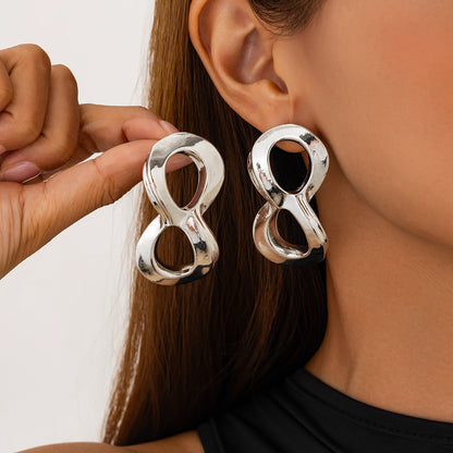 Geometric Heart-Shaped Metal Earrings For Women