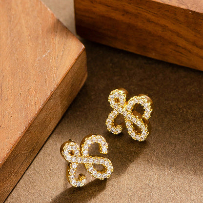S925 Silver Geometric Zircon Stud Earrings For Women