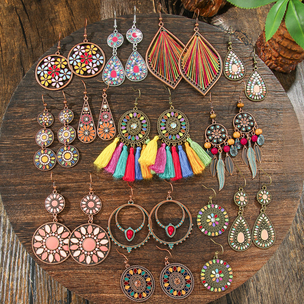 Bohemian Colorful Drop Oil Earrings Stylish Accessories
