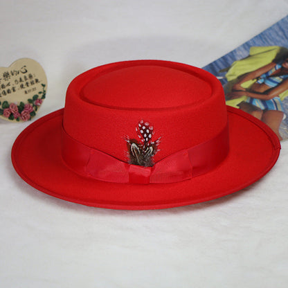 Trendy Pork Pie Wool Felt Hat for Men and Women
