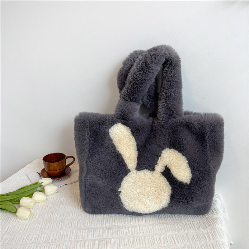 Cute Furry Tote Bag Fashionable Chic Plush Shoulder Bag