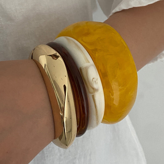 Vintage Resin Textured Bangle Set Trendy Casual Bracelet