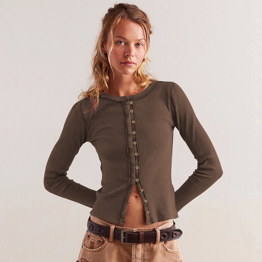 Fashionable Women's Button Cardigan in Solid Color