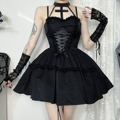 Summer Cross Neck Bodycon Dress With Lace Trim