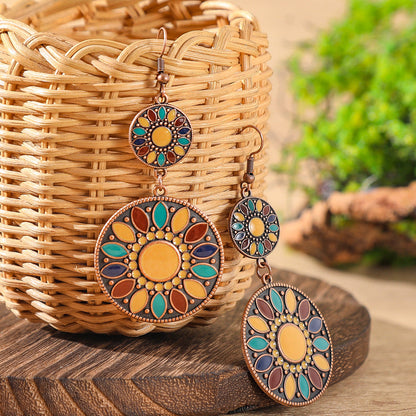 Colorful Alloy Drop Earrings Bohemian Style Fashionable Accessories