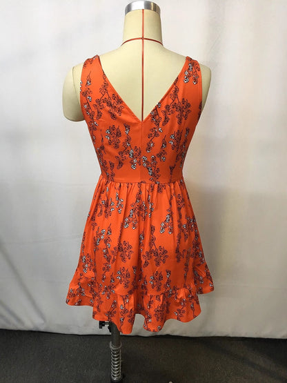 Retro Floral Print Casual A-Line Dress