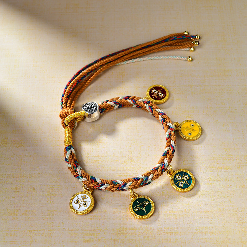 New Tibetan Five-Way God Of Wealth Hand Rope Handwoven Bracelet Rope Thangka God Of Wealth Green Tara Zakiram Bracelet