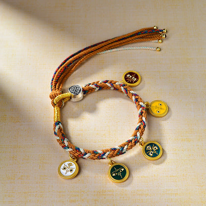 New Tibetan Five-Way God Of Wealth Hand Rope Handwoven Bracelet Rope Thangka God Of Wealth Green Tara Zakiram Bracelet