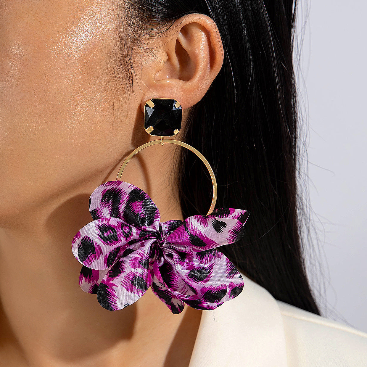 Geometric Leopard Print Resin Drop Earrings For Women