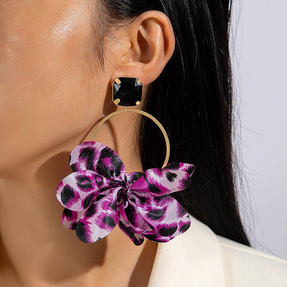 Geometric Leopard Print Resin Drop Earrings For Women