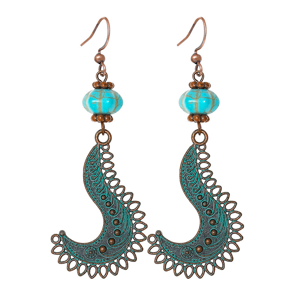 Bohemian Style Geometric Earrings Set with Hollow Design and Tassels