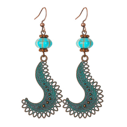 Bohemian Style Geometric Earrings Set with Hollow Design and Tassels
