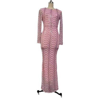 Elegant Sequin Mermaid Dress With Long Sleeves