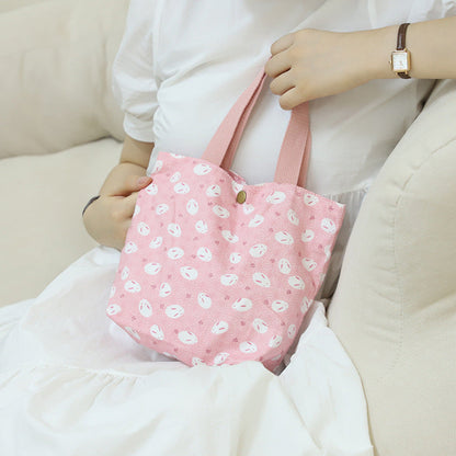 Cotton Mini Tote Bag Lightweight Summer Floral Handbag