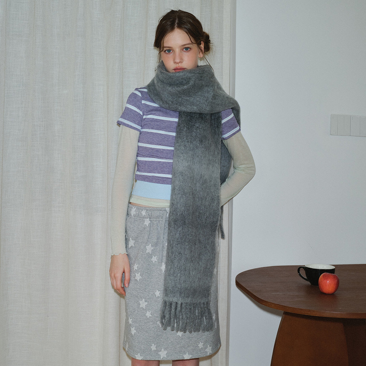 Gradient Wool Blend Scarf Women's Thick Warm Stylish Neck Wrap