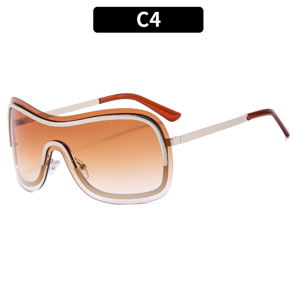 Frameless Y2K Oval Sunglasses Trendy Metal Shades