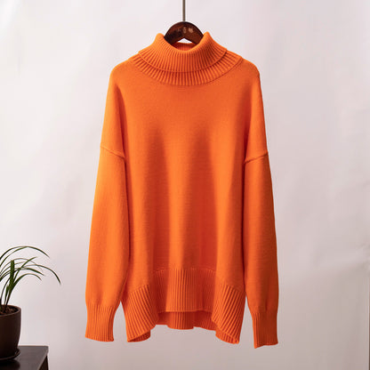High Neck Solid Sweater for Women Cozy Casual Pullover