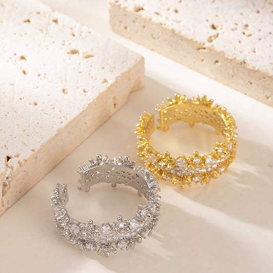 Fashion Adjustable Open Ring With Sparkling Stars